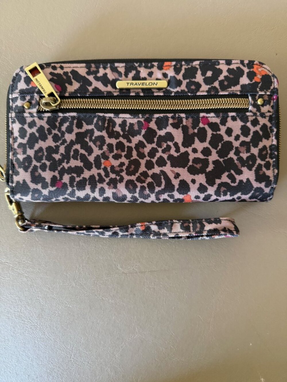 Travelon RFID Blocking Leopard Print Wristlet Wallet... colorful